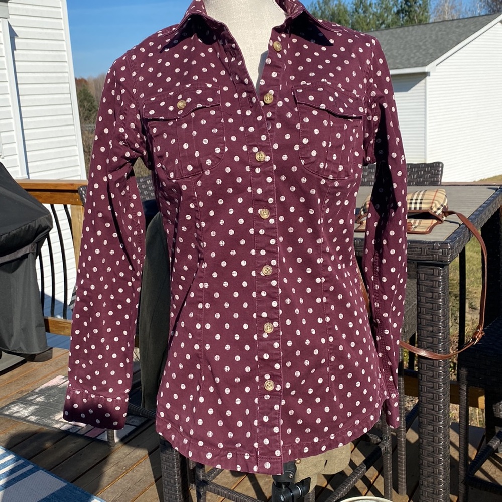 Womens Duluth Trading Premium Button Down. Figure Flattering with Spandex! EUC🔥